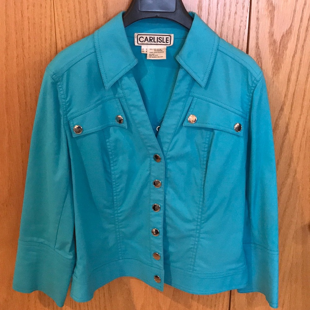Carlisle Aqua Blue 3 1/4 Sleeve Jacket Sz 6